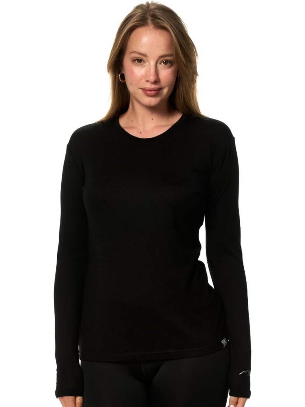 Cozy 100% Merino Wool Thermal Base Layer Shirt for Women - Size Small, Black